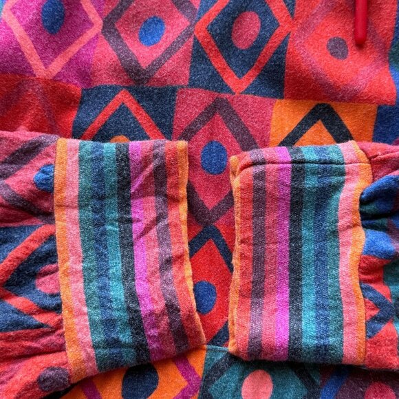 Farm Rio For Anthropologie Womens Geometric Hooded Pullover Multicolor M - Picture 3 of 7